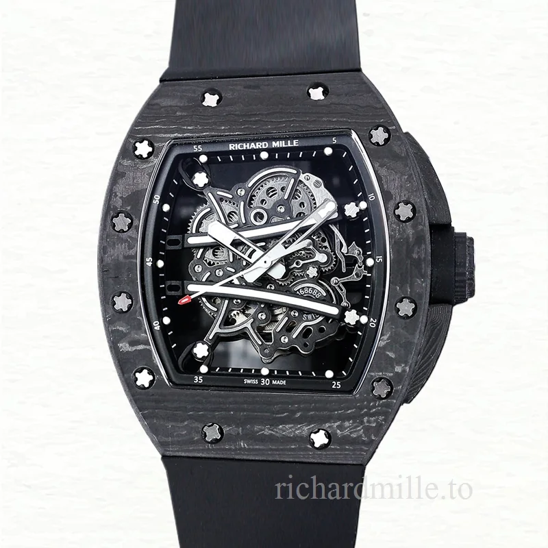 Richard Mille RM 61-01 Automatic Men Carbon Fiber Transparent Dial Rubber Band