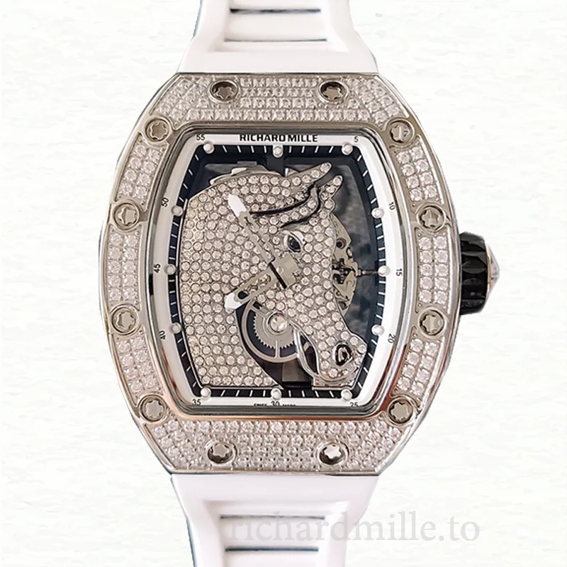 Richard Mille RM52-02 Men Mechanical Watch Diamond Bezel