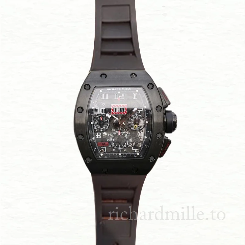 Richard Mille RM011 Automatic Men Rubber Band Watch Transparent Dial