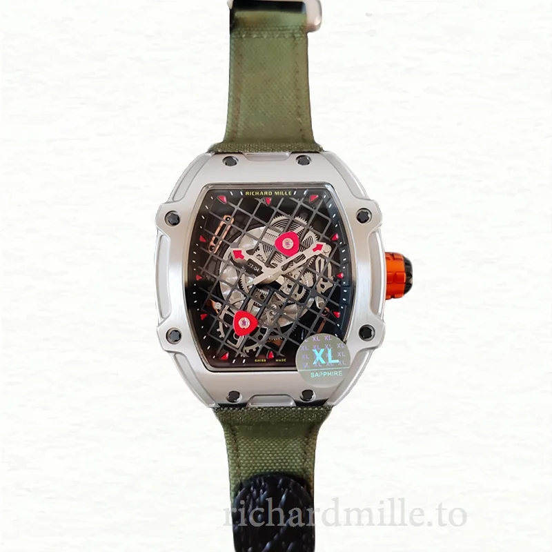 Richard Mille RM27-04 Men Mechanical Transparent Dial Nylon Strap Stainless Steel