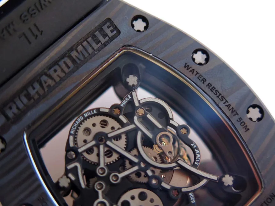 Richard Mille Replica RM 055 Black Rubber Strap White Inner Shadow
