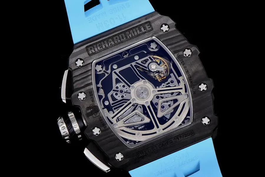 Richard Mille Replica RM 011 Blue Strap Open Face Numerals