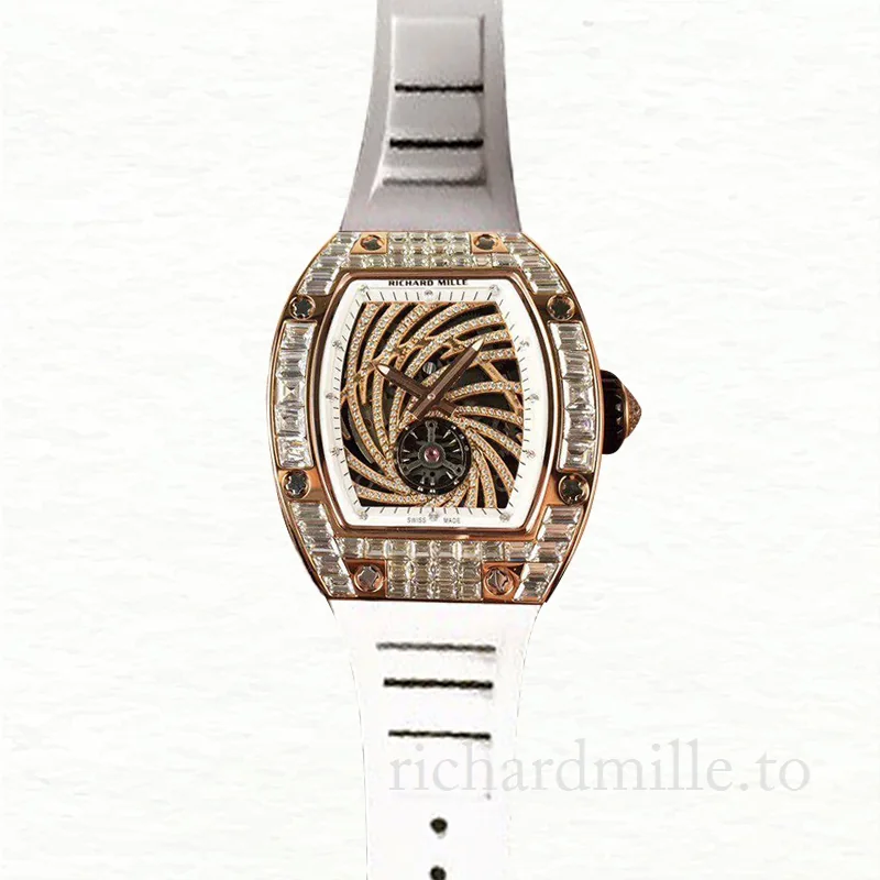 Richard Mille RM51-02 Mechanical Ladies Watch Transparent Dial Diamond Bezel