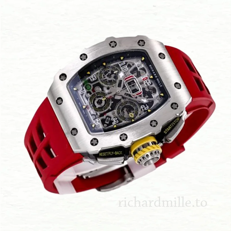 Richard Mille RM 11-03 Transparent Dial Rubber Band Men's Red