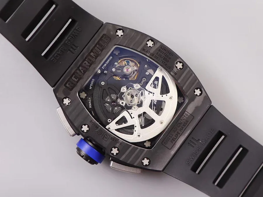 Richard Mille Replica RM 011 Black Strap Black Dial Folding Clasp