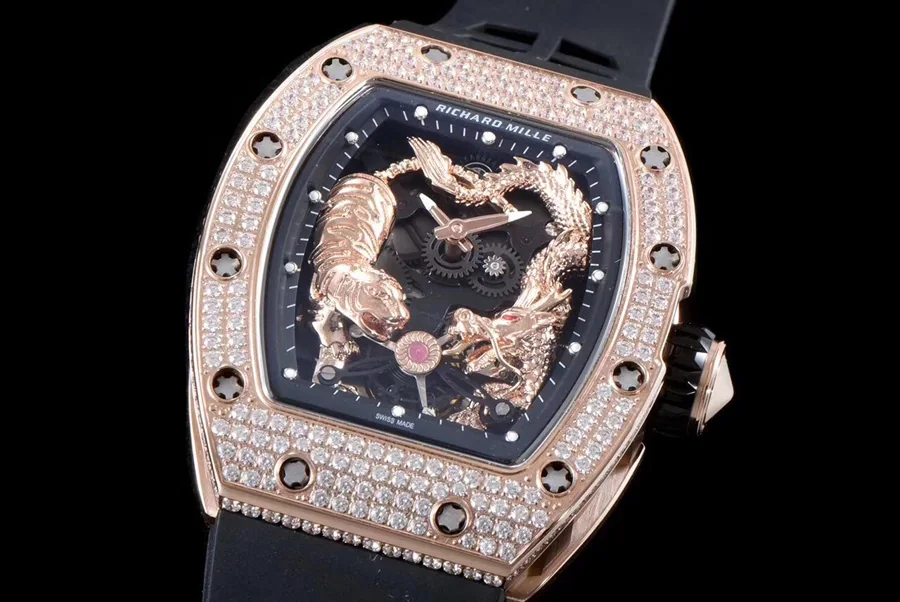 Richard Mille Replica RM 051 Black Strap Sapphire Mirror