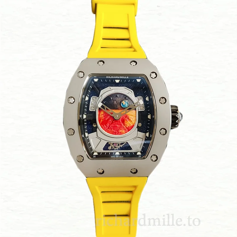 Richard Mille RM52-05 Men Mechanical Rubber Band Mars Earth Dial Watch