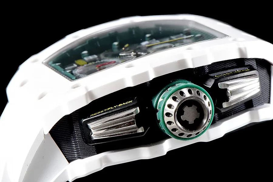Richard Mille Replica RM 011-03 White Rubber Strap Open-face Digital Dial