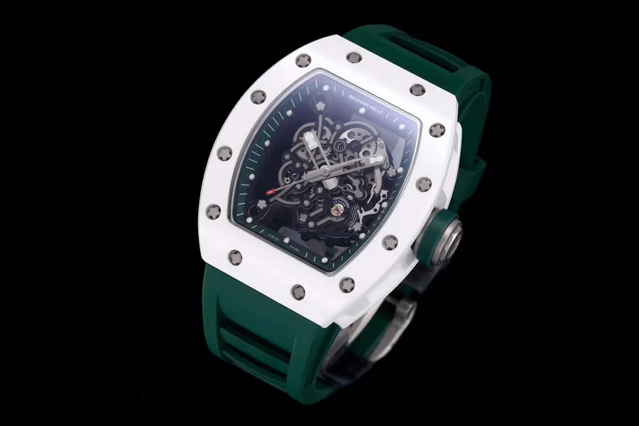 Richard Mille Replica RM 055 Green Strap White Ceramic Bezel