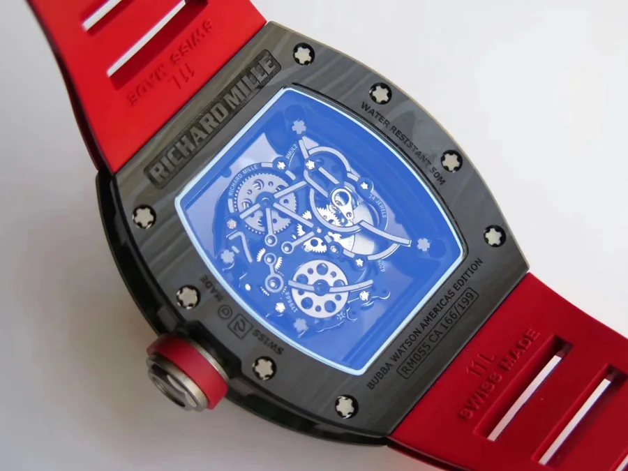 Richard Mille Replica RM 055 Red Rubber Strap Carbon Fiber Bezel