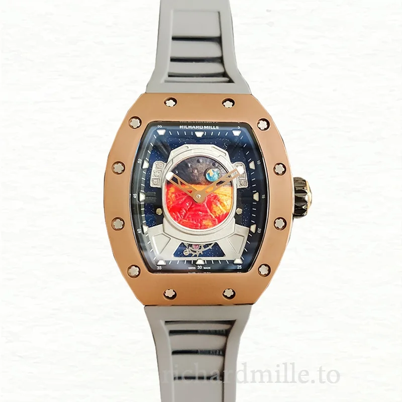 Richard Mille RM52-05 Men Mechanical Watch Mars Earth Dial Rubber Band