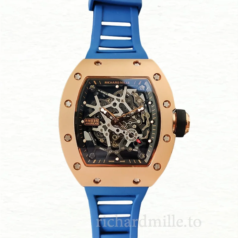 Richard Mille RM35 Men Mechanical Watch Skeleton Dial Rubber Band