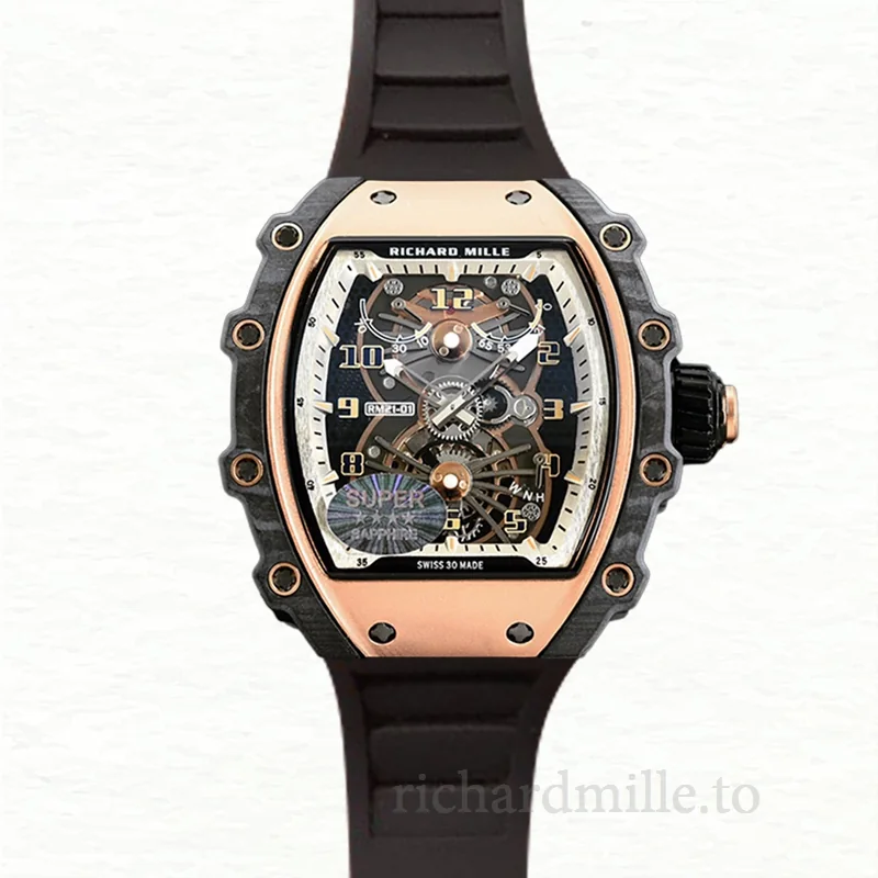 Richard Mille RM21-01 Men Automatic Rubber Band Arabic Numeral Transparent Dial