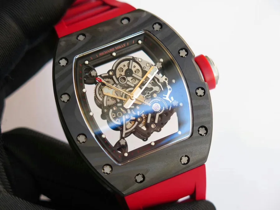 Richard Mille Replica RM 055 Red Rubber Strap Carbon Fiber Bezel