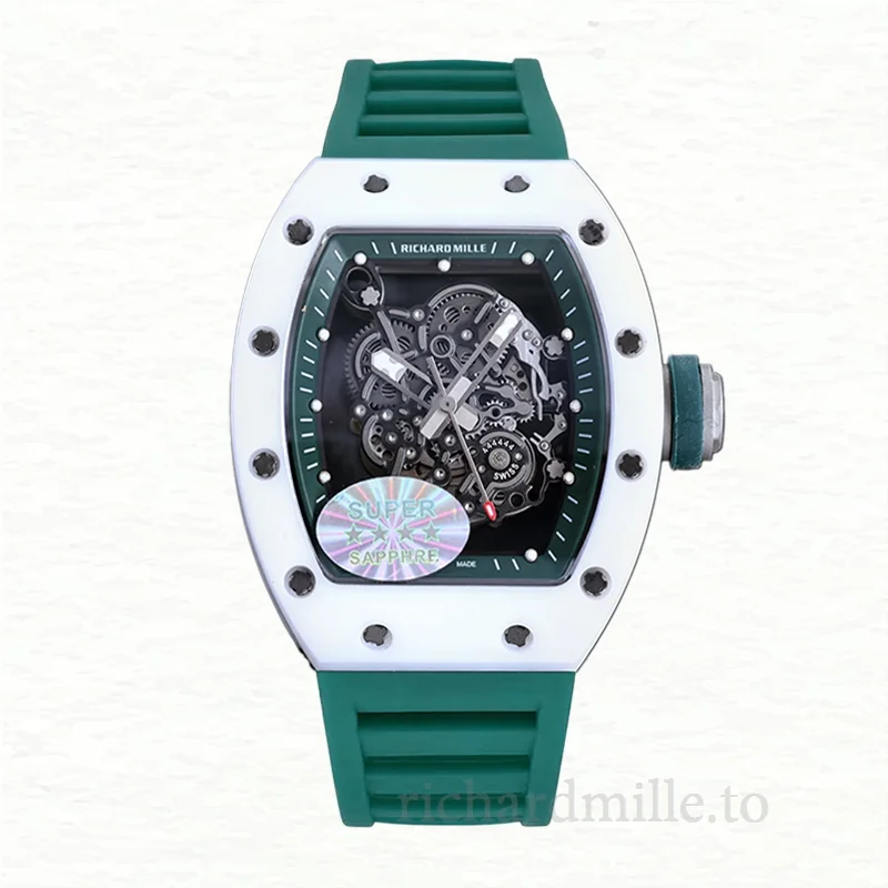 Richard Mille RM055 Men Automatic Transparent Dial Watch Rubber Band