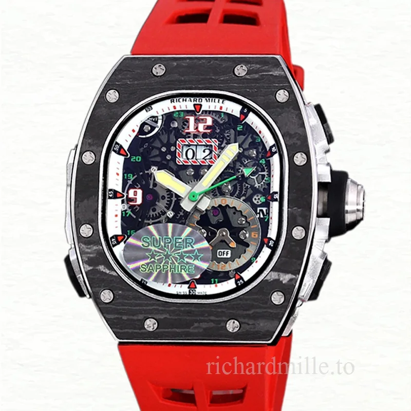 Richard Mille RM 62-01 Automatic Men Rubber Band Watch Carbon Fiber