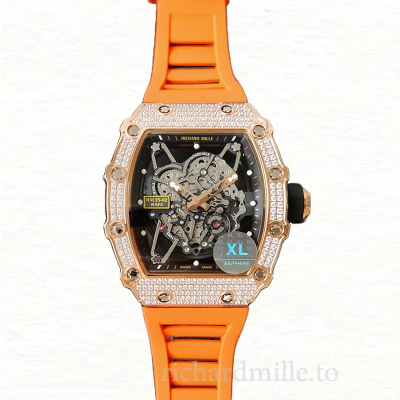 Richard Mille RM35-02 Mechanical Men Rubber Band Watch Diamond Bezel