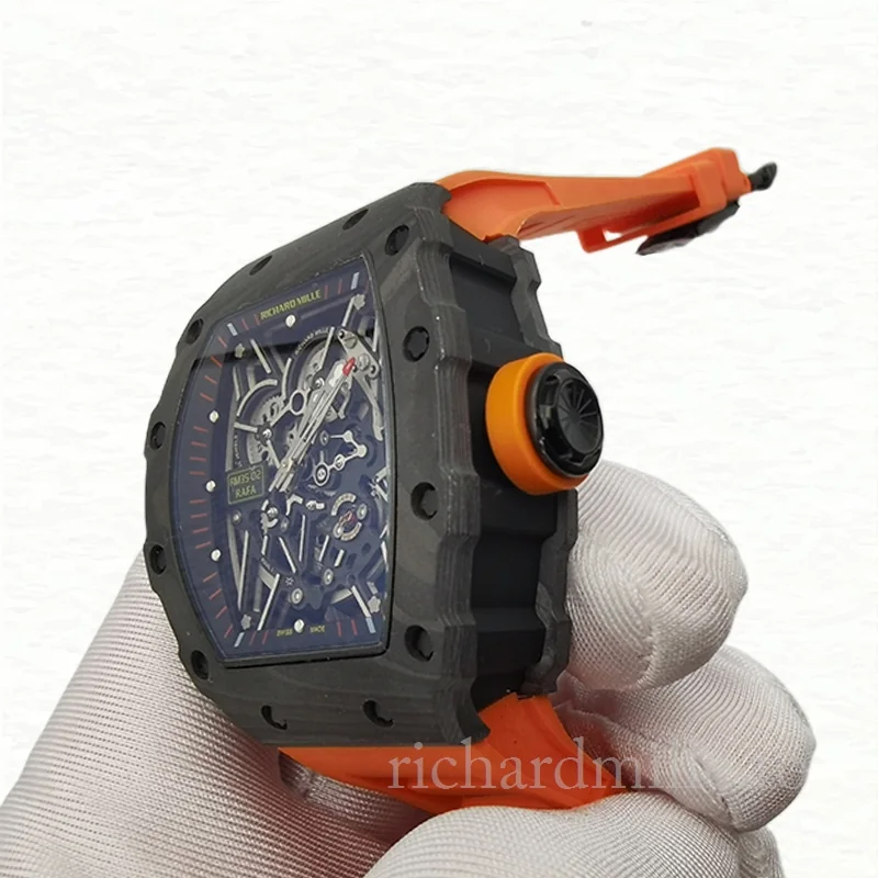 Richard Mille RM35-02 Mechanical Men Rubber Band Watch Transparent Dial