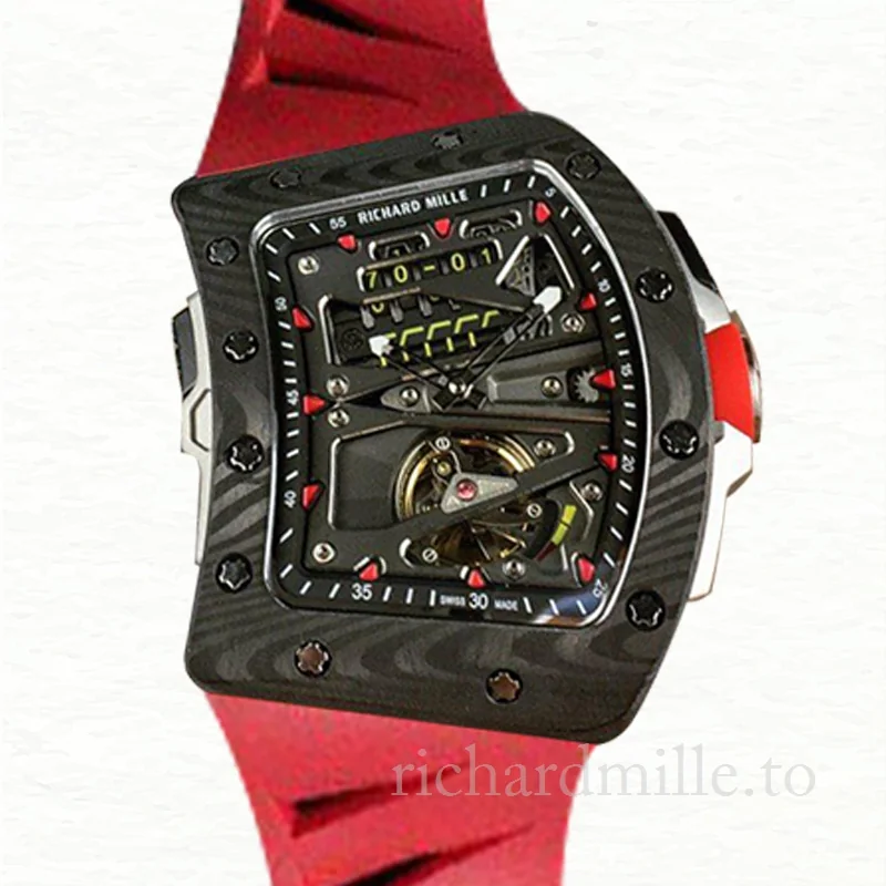 Richard Mille RM70-01 Mechanical Men Watch Rubber Band Carbon Fiber