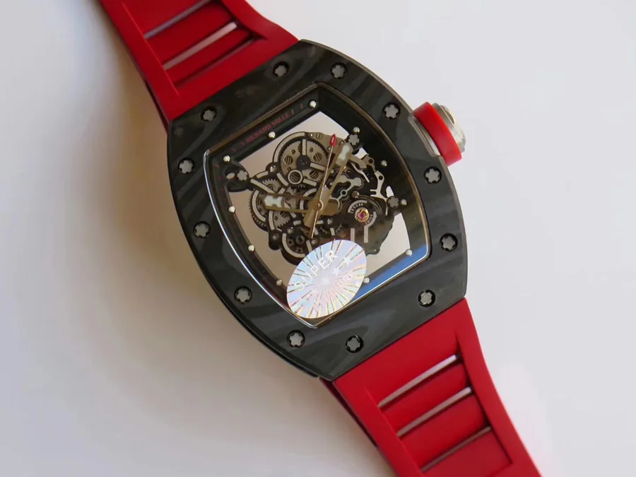 Richard Mille Replica RM 055 Red Rubber Strap Carbon Fiber Bezel