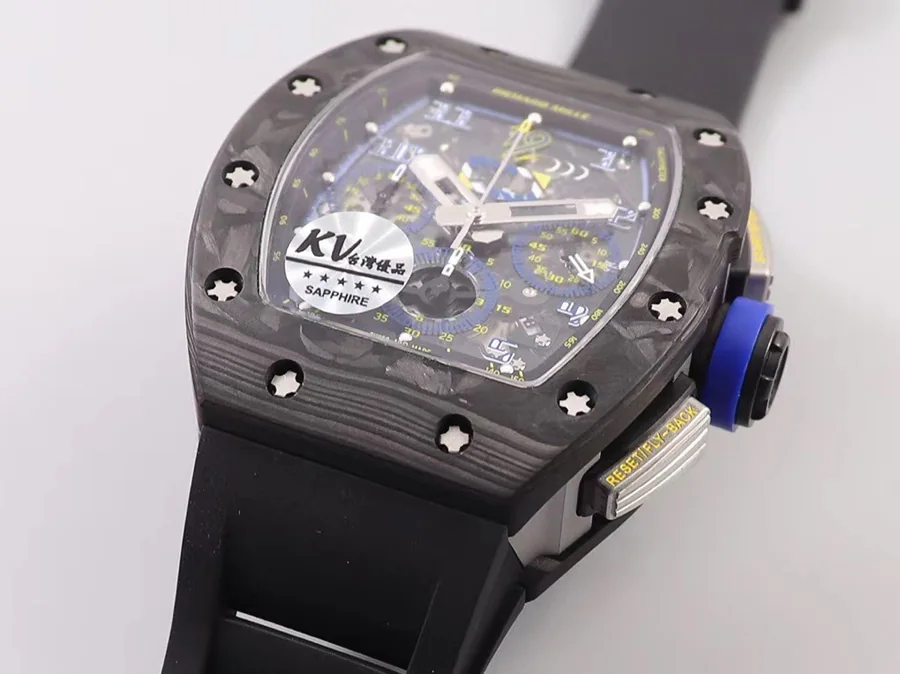 Richard Mille Replica RM 011 Black Strap Black Dial Folding Clasp
