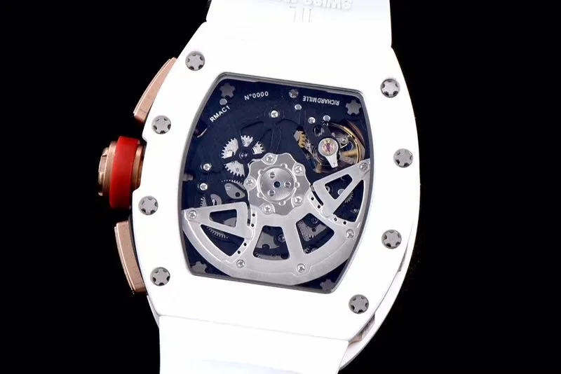 Richard Mille Replica RM 011 White Strap Open Face Red Digital Dial