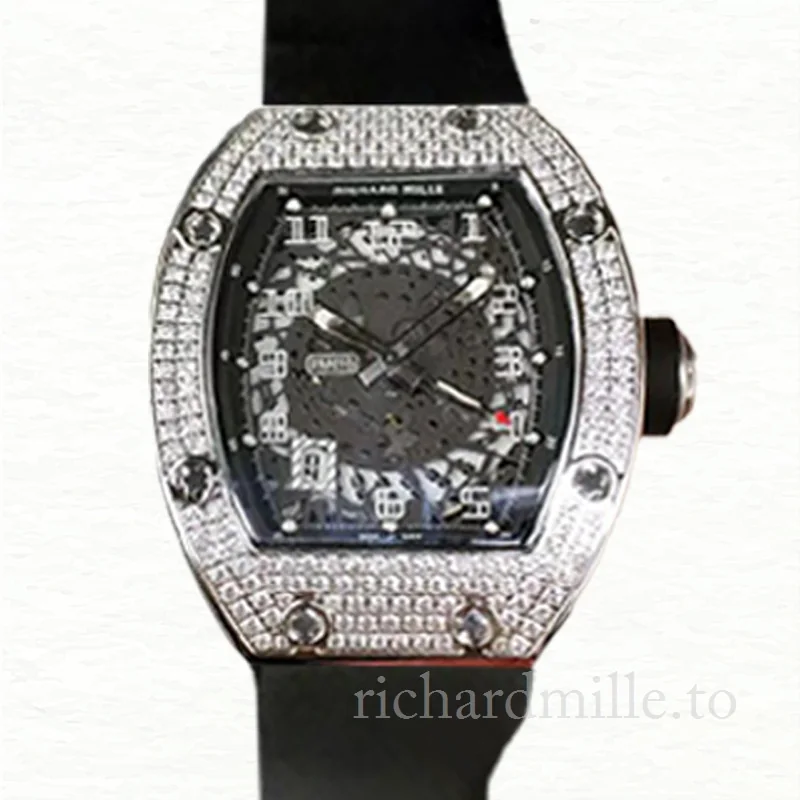 Richard Mille RM010 Men Mechanical Rubber Band Transparent Dial