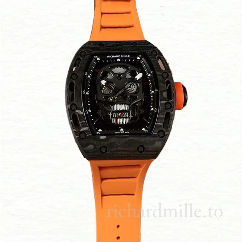 Richard Mille RM052 Mechanical Men Black Skull Dial Rubber Band