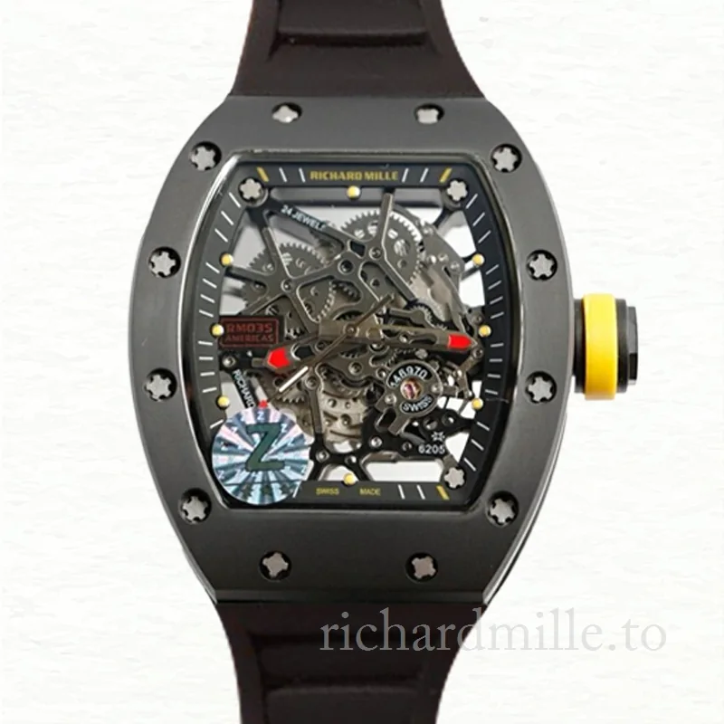 Richard Mille RM035 Mechanical Men Transparent Dial Rubber Band