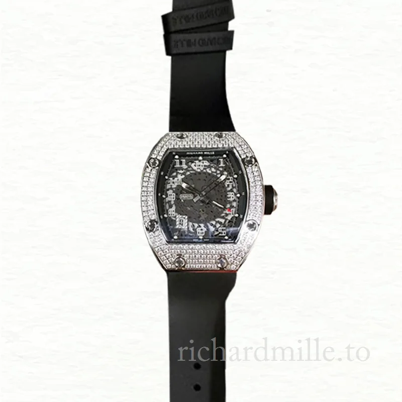 Richard Mille RM010 Men Mechanical Rubber Band Transparent Dial