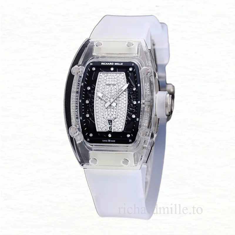 Richard Mille RM 07-02 Automatic Ladies Diamonds Dial Rubber Band Acrylic