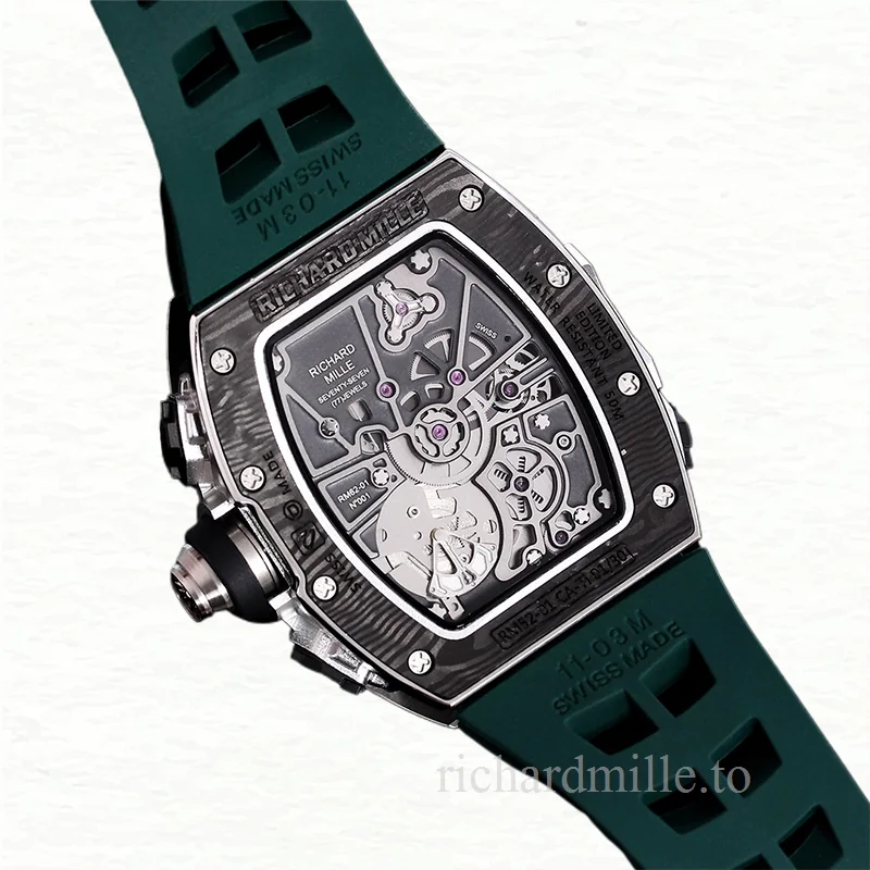 Richard Mille RM 62-01 Men Automatic Carbon Fiber Transparent Dial Rubber Band