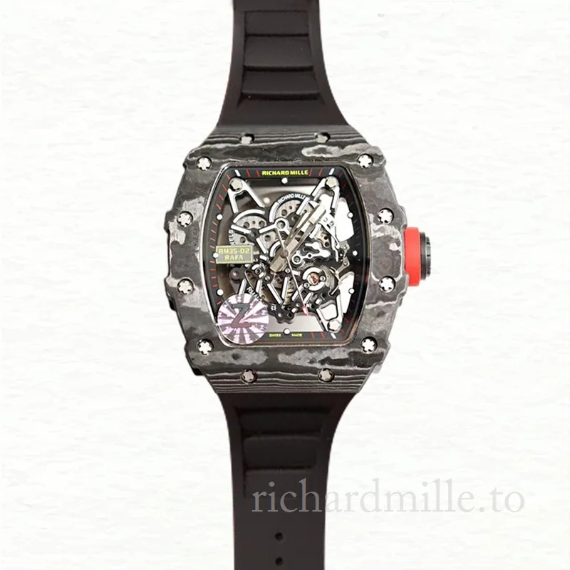 Richard Mille RM35-02 Mechanical Men Rubber Band Watch Carbon Fiber