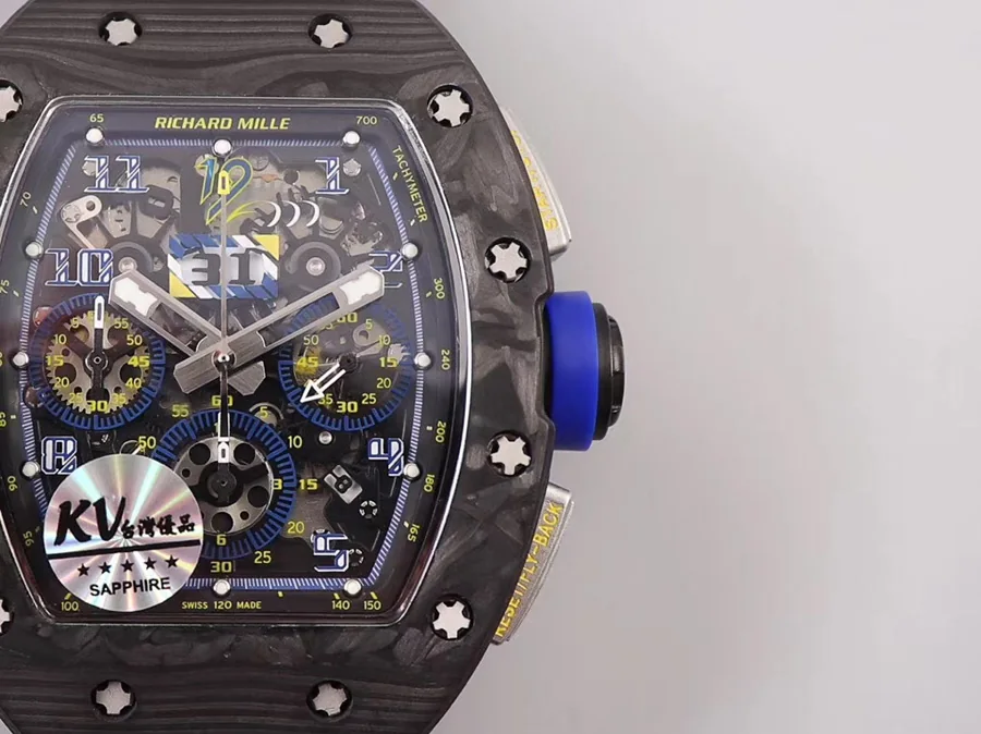 Richard Mille Replica RM 011 Black Strap Black Dial Folding Clasp