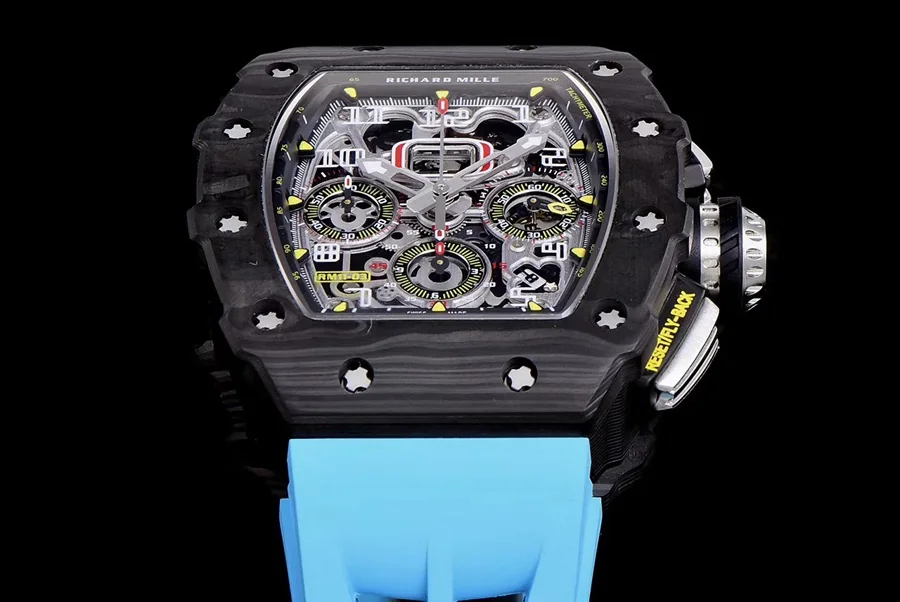 Richard Mille Replica RM 011 Blue Strap Open Face Numerals