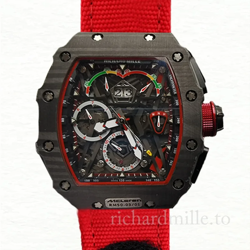 Richard Mille RM50-03 Mechanical Men Canvas Strap Titanium Watch