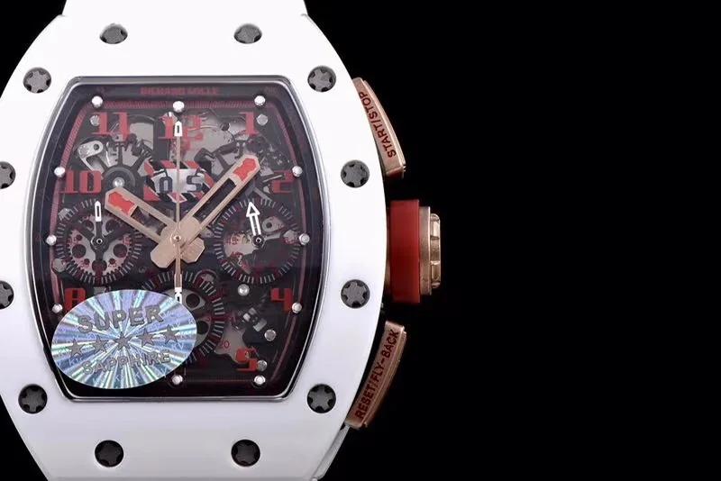 Richard Mille Replica RM 011 White Strap Open Face Red Digital Dial